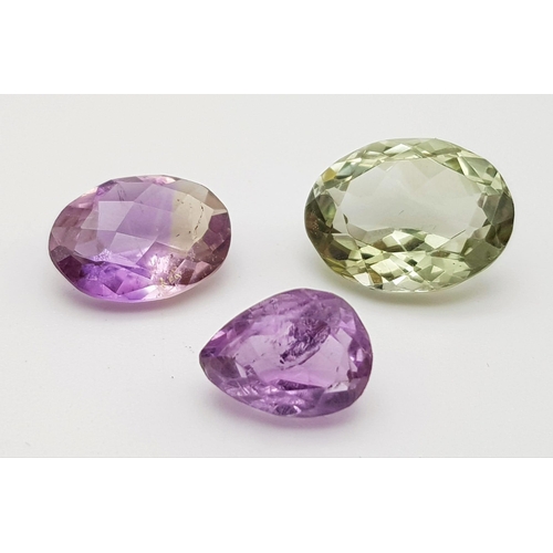 750 - Lot of 3 Gemstones - 4.10 Ct Mixed Cut Amethyst, 4.20 Ct Mixed Cut Ametrine & 8.60 Ct Mixed Cut Gree... 