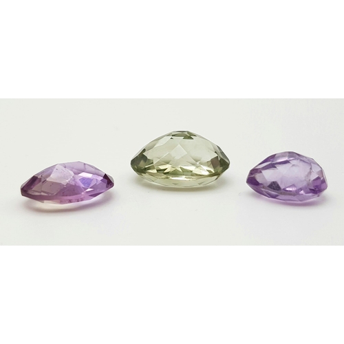 750 - Lot of 3 Gemstones - 4.10 Ct Mixed Cut Amethyst, 4.20 Ct Mixed Cut Ametrine & 8.60 Ct Mixed Cut Gree... 