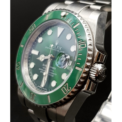 80 - Rolex Oyster Perpetual Submariner. Model 116610LV. Otherwise known as the ceramic hulk! Serial numbe... 