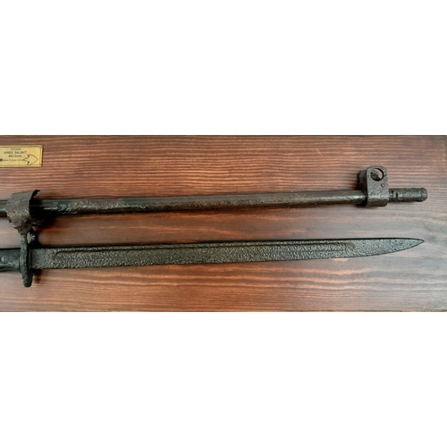 273 - WW1 Ypres Relic British SMLE Rifle & Bayonet Mounted onto Wood.