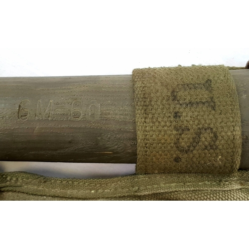 616 - Vietnam War Era 1960 Dated U.S. Mattock and Handle in Webbing Pouch.