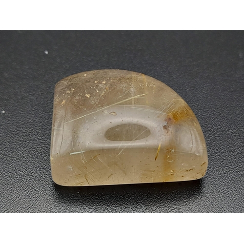 617 - A heavily rutilated quartz (35.90 carats) with GLA certificate. Dimensions: 26.64 x 22.22 x 9.22 mm.... 