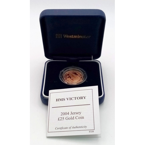 82 - A 22K Gold Proof Coin Celebrating HMS Victory. Westminster limited edition Jersey mint. Comes in a p... 