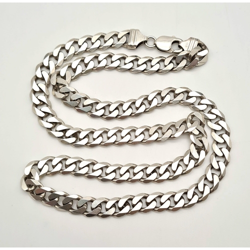 206 - A sterling silver gents chain necklace and bracelet set. Necklace length: 60 cm, bracelet length: 22... 