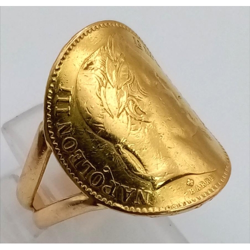 213 - A 22K and 18K Yellow Gold Napoleon Ring. Size L. 8.54g total weight. Ref - 125. Face 22k. Back 18k.