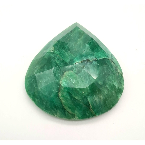 510 - A large (204.35 carats) emerald (beryl) composite. Pear cut, faceted with GLA certificate. Dimension... 