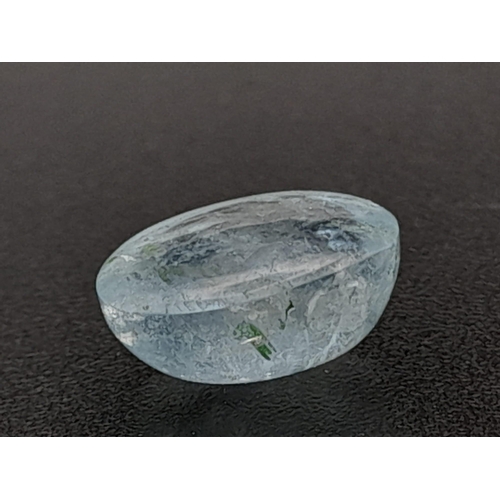 610 - An oval cabochon aquamarine (1.8 carats) with GLA certificate. Dimensions: 9.51 x 7.03 x 3.52 mm. Or... 