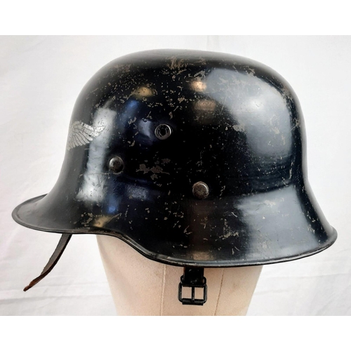 63 - 3rd Reich M18 Pattern Luftshutz Helmet. Surplus WW1 helmets were used during the early days of WW2 f... 