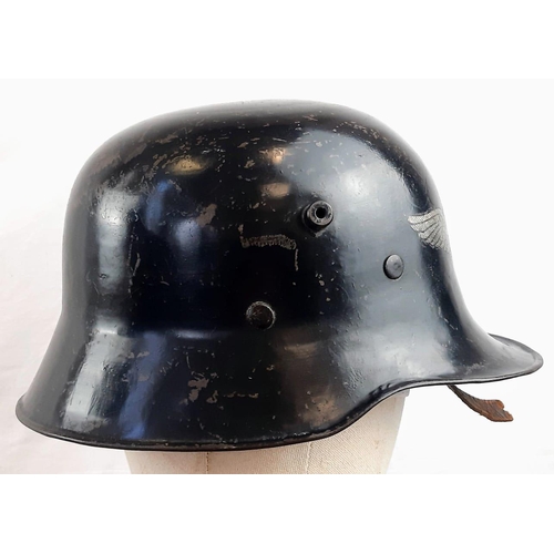 63 - 3rd Reich M18 Pattern Luftshutz Helmet. Surplus WW1 helmets were used during the early days of WW2 f... 