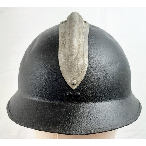 735 - WW2 French M26 Model Helmet with post War painted Dunkirk Memorial.