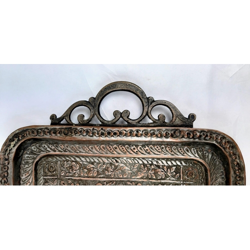 997 - Inso Persian hallmarked antique brass tray. 55cm x 34cm.