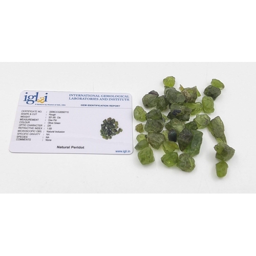 682 - 321.85ct Natural Rough Peridot. IGLI&I Certified.