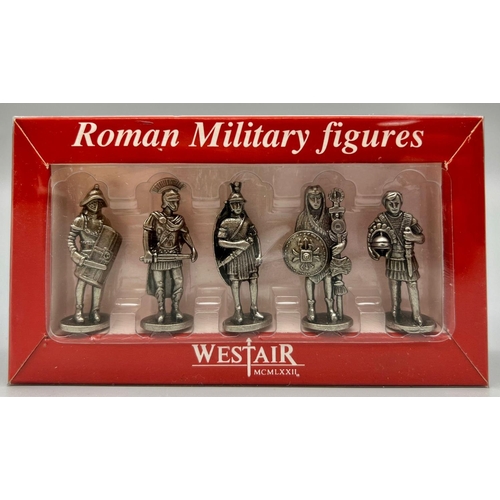 724 - Two Westair Sets of Roman Military and Knights in Armour Metal Figurines. As new, in boxes.