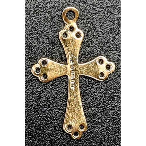 709 - A 9K Yellow Gold Cross Pendant. 20 x 15mm.