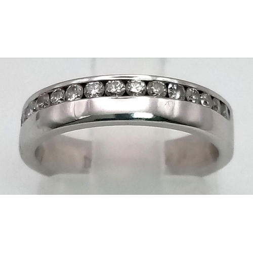 633 - 9K WHITE GOLD DIAMOND SET BAND RING 0.20CT 3.2G SIZE I