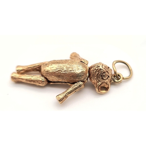 620 - 9K ROSE GOLD TEDDY CHARM WITH ARTICULATED ARMS AND LEGS 4.8G