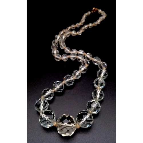 645 - A Vintage Quartz Crystal Graduated Faceted Bead Necklace. 50cm.