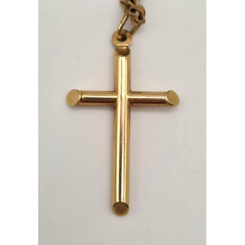 383 - A 9K Yellow Gold Link Chain with Cross Pendant. 4 and 60cm. 11.05g total weight. Ref - 3287.