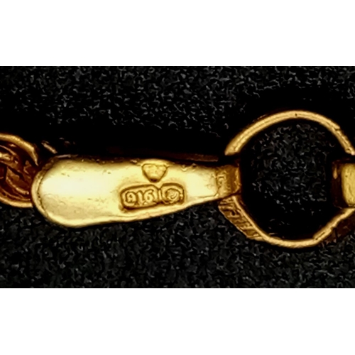 473 - An 18K Yellow Gold Prince of Wales Link Chain - 50cm, small kink, a/f - 10.35g. Plus an 18k yellow g... 