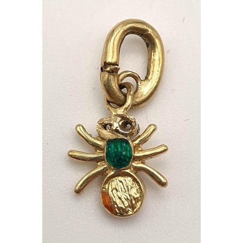 761 - 18K YG ENAMELLED SPIDER CHARM DC 1.6G