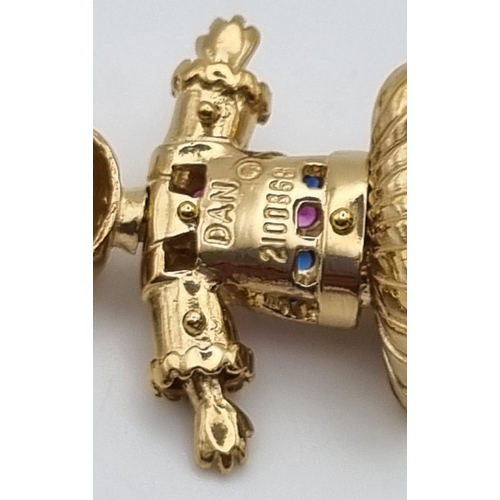 5 - A 9k Yellow Gold Multi-Coloured-Stone Doll Pendant. 5.5cm including attachment. 11.83g total weight.... 