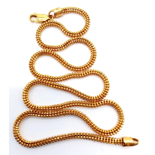 313 - A 21k Yellow Gold Miniature Ball-Link Necklace. 22cm.
12.6g. Ref - 8853.