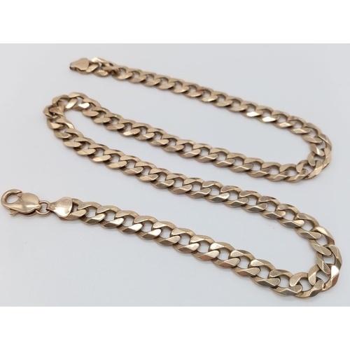 38 - A 9K Yellow Gold Flat Link Curb Chain. 50cm. 55g.
Ref - 3448.