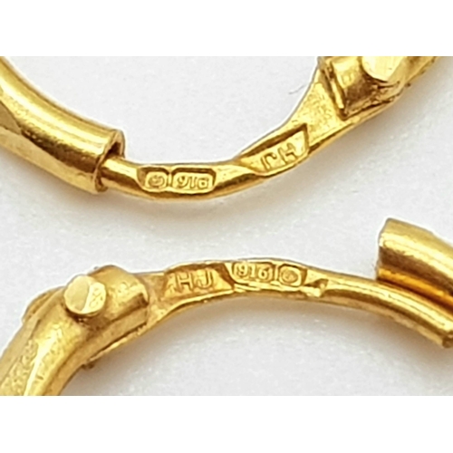 292 - A 22K Yellow Gold Link Bracelet - 21cm and a Pair of 22k Earrings - 13g total weight. An 18K white g... 