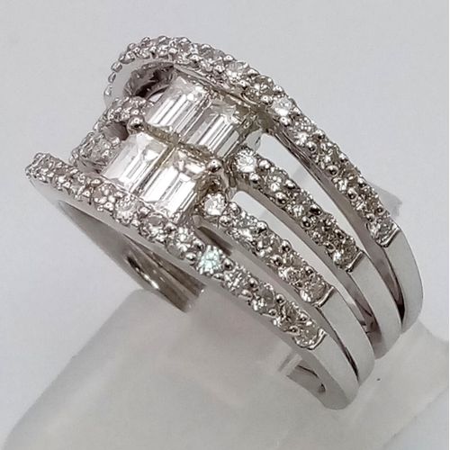 3 - An 18K White Gold 1.4ct Diamond Fancy Cocktail Ring. This is the ultimate in a cocktail stacking rin... 