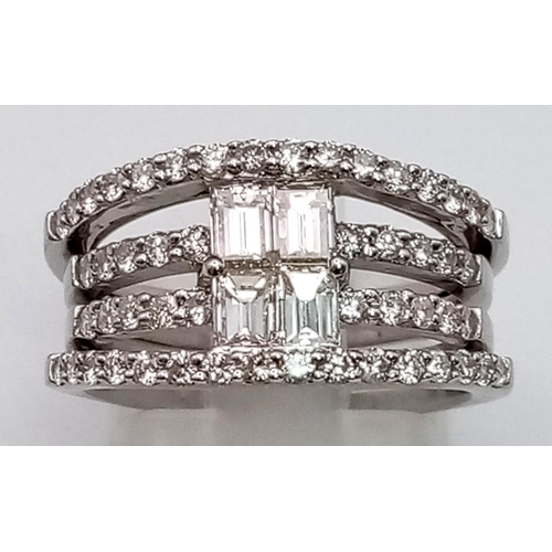 3 - An 18K White Gold 1.4ct Diamond Fancy Cocktail Ring. This is the ultimate in a cocktail stacking rin... 