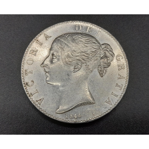 52 - A Queen Victoria 1844 Silver Crown Coin. EF condition but please see photos. 28.3g. Spink - 3882.