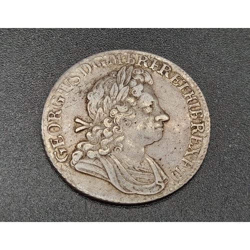 76 - A 1723 George I Silver Shilling Coin. EF condition but please see photos. Spink- 3645.