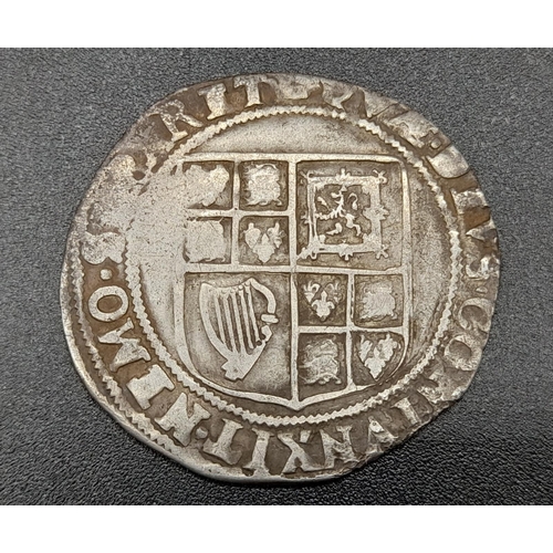 83 - A 1607-09 James I Silver Shilling Coin. Full flan. Mint mark coronet. GF condition but please see ph... 