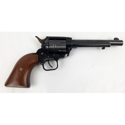 586 - A SAXBY & PALMER COLT STYLE REVOLVER (DEACTIVATED) BLACK FINISH WITH WOODEN GRIPS.