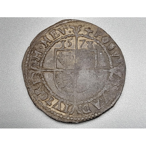 250 - A 1578 Elizabeth I Threepence Silver Coin. Mid mark Greek cross. GF condition but please see photos.... 