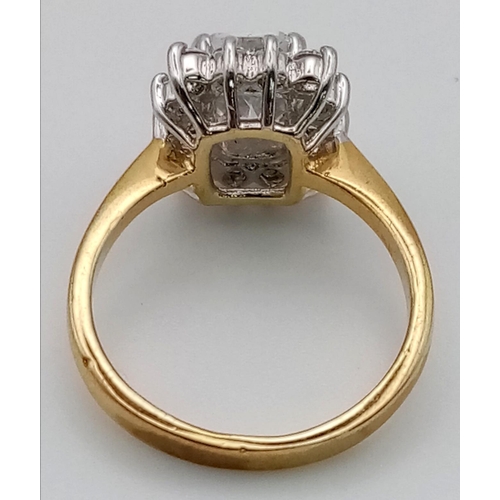 435 - A Gilded Silver Large CZ Stone Ring. Size L.