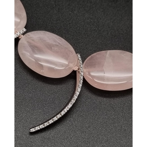 47 - H.Stern 1.5ct diamonds 18k gold rose quartz necklace