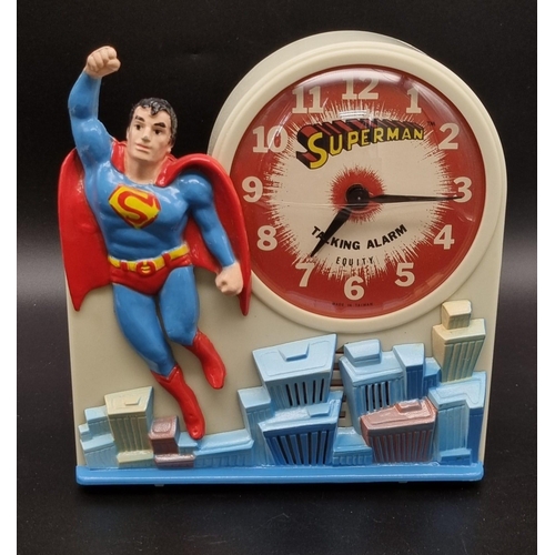 227 - A Vintage Talking Superman Alarm Clock! Comes in original box. In good condition and working order b... 