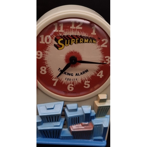 227 - A Vintage Talking Superman Alarm Clock! Comes in original box. In good condition and working order b... 