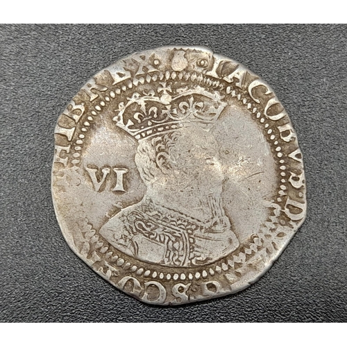 255 - A 1663 James I Sixpence Silver Coin. Full flan. Please see photos for conditions. Spink - 2647.