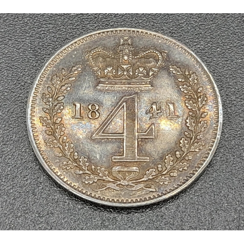 283 - An 1841 Queen Victoria Maundy Coin Set. Uncirculated but please see photos. Comes in a presentation ... 