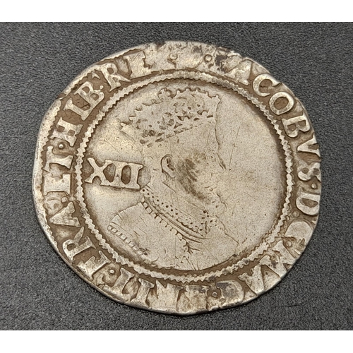 395 - A 1603-25 James I Silver Shilling Coin. Most likely 5th bust. AF condition but please see photos. Fu... 