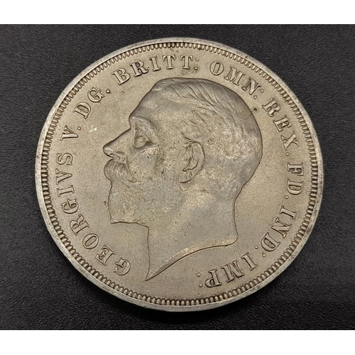 457 - A 1935 George V Rocking Horse Raised Edge Silver Crown Coin. EF condition. 28.3g. Spink - 4048. Plea... 