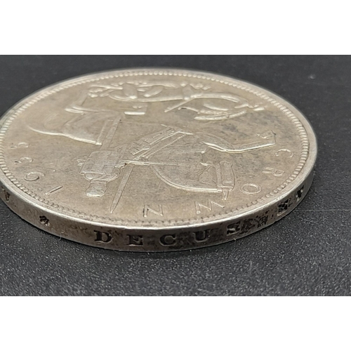 457 - A 1935 George V Rocking Horse Raised Edge Silver Crown Coin. EF condition. 28.3g. Spink - 4048. Plea... 