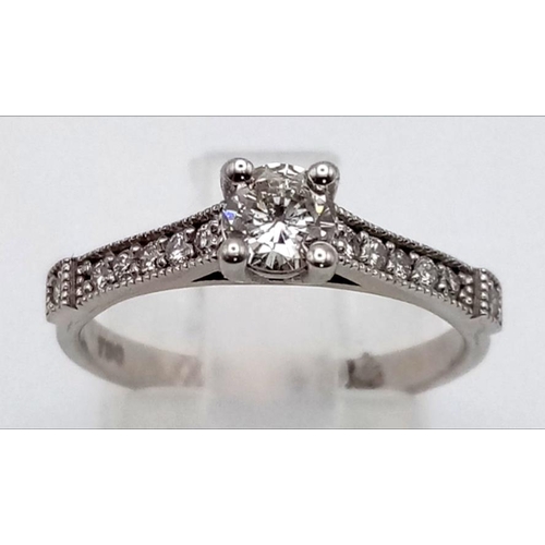 380 - 18K Wedding & Engagement diamond ring set. Size N 1/2. 2.53 grams (wedding ring), 3.00 grams (engage... 