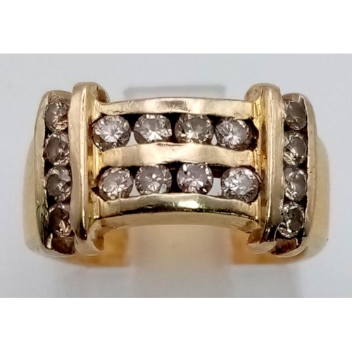 505 - 18K Gold and Diamond Ring. Eight central diamonds with two wings of Four diamonds. 6g total weight. ... 