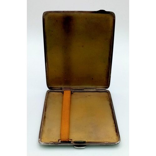 787 - A 1932 Silver Cigarette Case. Machine engraved with gilded interior. Hallmarks for Birmingham. 8 x 1... 