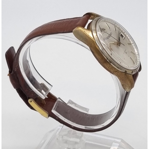 341 - Vintage 1970's Seiko watch, 17 jewels, date window, brown 22cm leather strap, in working order.