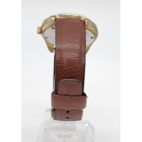 341 - Vintage 1970's Seiko watch, 17 jewels, date window, brown 22cm leather strap, in working order.