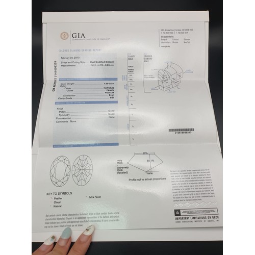 39 - LOOSE DIAMOND OVAL MODIFIED BRIILLAINT GIA 7141606225 1CT NATURAL FANCY YELLOW EVEN DISTRIBUTION VS1